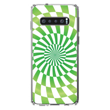 DistinctInk® Clear Shockproof Hybrid Case for Apple iPhone / Samsung Galaxy / Google Pixel - Green White Swirl Geometric