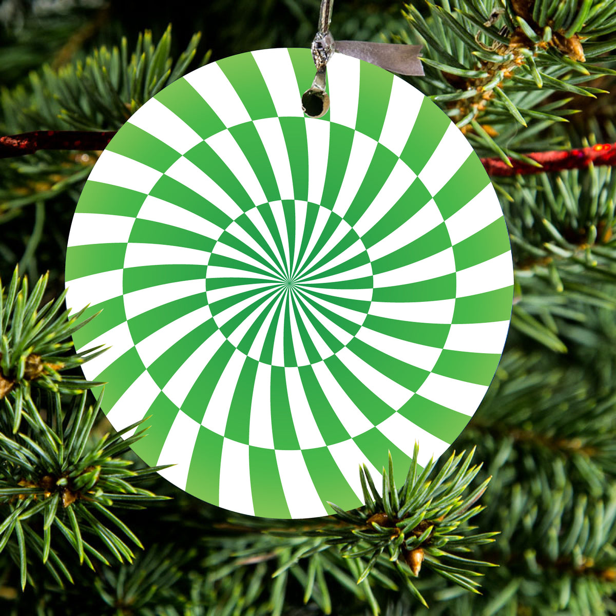 Green White Swirl Geometric Ceramic Ornament, view 2