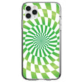 Green White Swirl Geometric Clear Shockproof iPhone Case