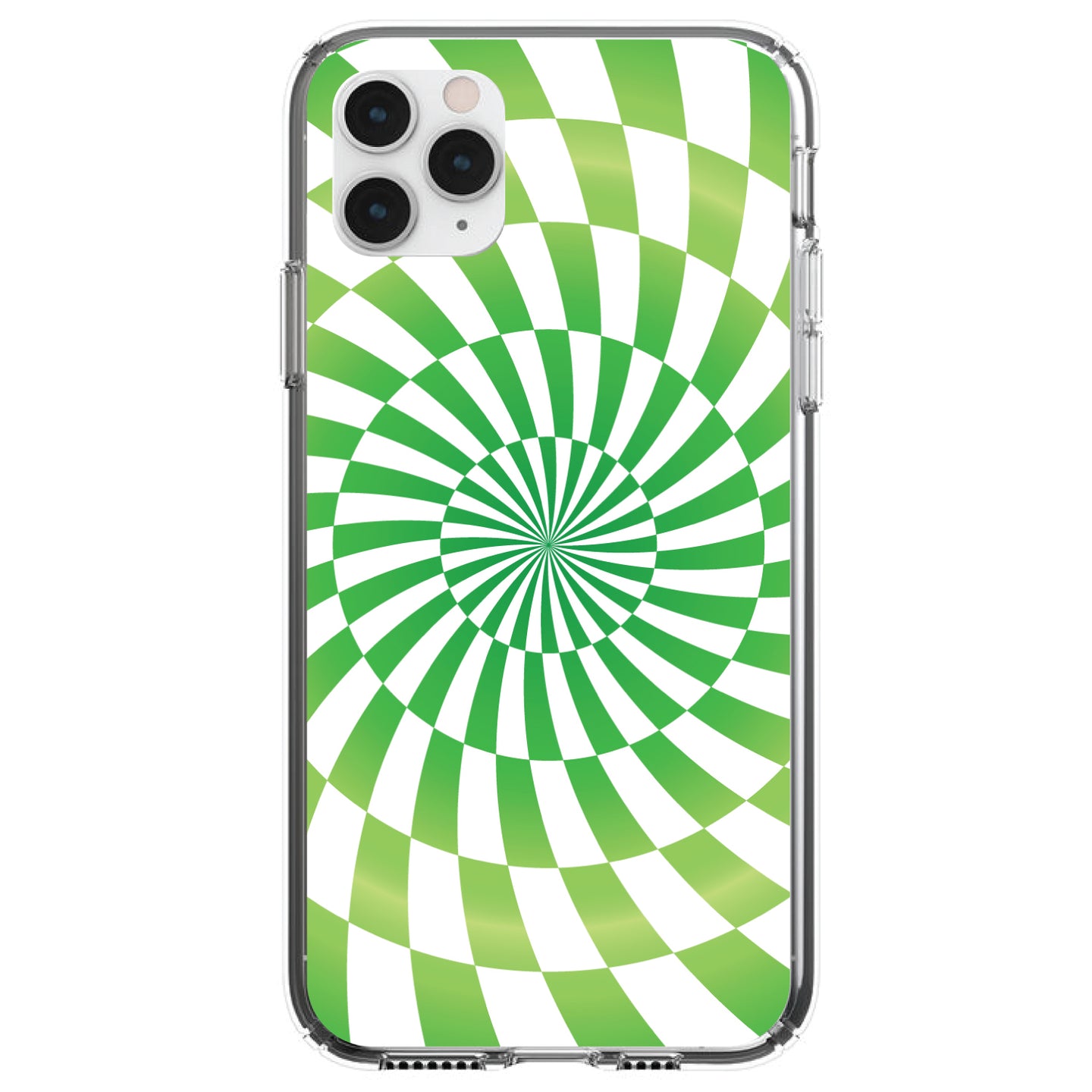 DistinctInk® Clear Shockproof Hybrid Case for Apple iPhone / Samsung Galaxy / Google Pixel - Green White Swirl Geometric