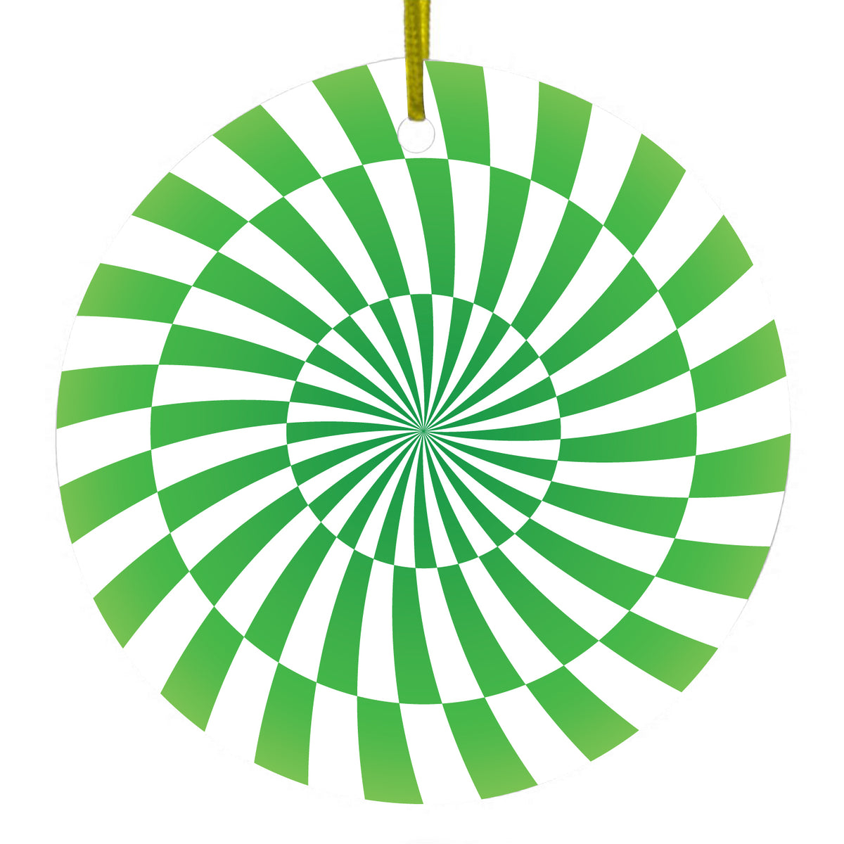 Green White Swirl Geometric Ceramic Ornament