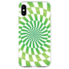 DistinctInk® Clear Shockproof Hybrid Case for Apple iPhone / Samsung Galaxy / Google Pixel - Green White Swirl Geometric