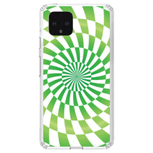 DistinctInk® Clear Shockproof Hybrid Case for Apple iPhone / Samsung Galaxy / Google Pixel - Green White Swirl Geometric