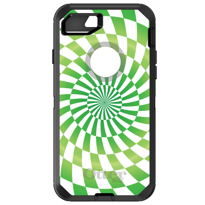 DistinctInk™ OtterBox Defender Series Case for Apple iPhone / Samsung Galaxy / Google Pixel - Green White Swirl Geometric