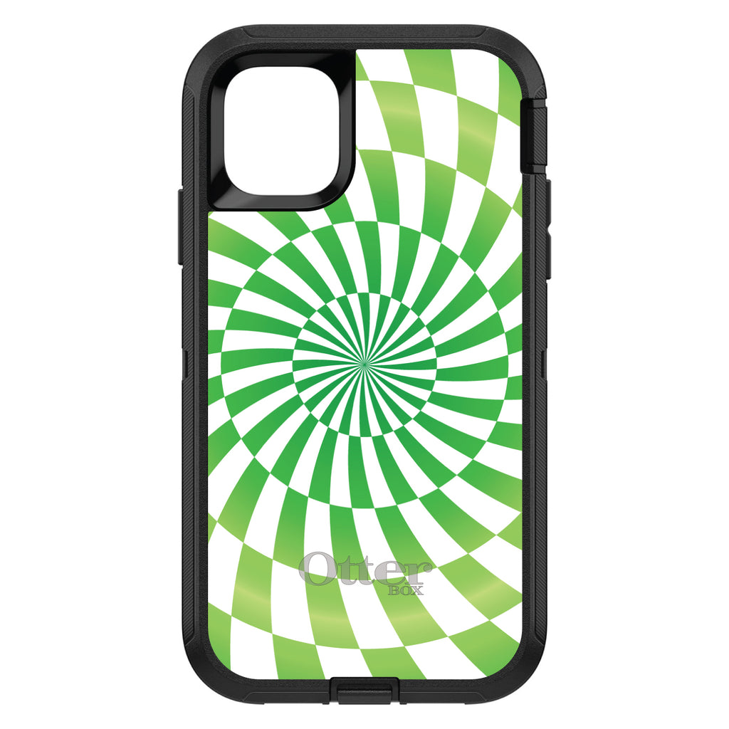 Green White Swirl Geometric OtterBox Defender Case for iPhone & Galaxy, view 2