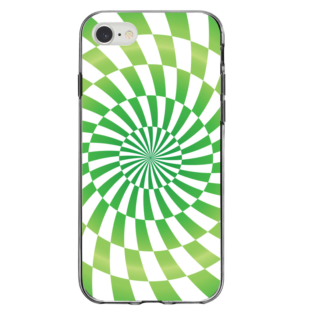 Green White Swirl Geometric Clear Shockproof iPhone Case, view 5