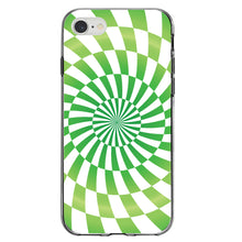 DistinctInk® Clear Shockproof Hybrid Case for Apple iPhone / Samsung Galaxy / Google Pixel - Green White Swirl Geometric