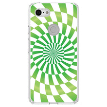 DistinctInk® Clear Shockproof Hybrid Case for Apple iPhone / Samsung Galaxy / Google Pixel - Green White Swirl Geometric