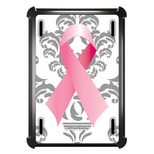 DistinctInk™ OtterBox Defender Series Case for Apple iPad / iPad Pro / iPad Air / iPad Mini - Grey Damask Pink Ribbon