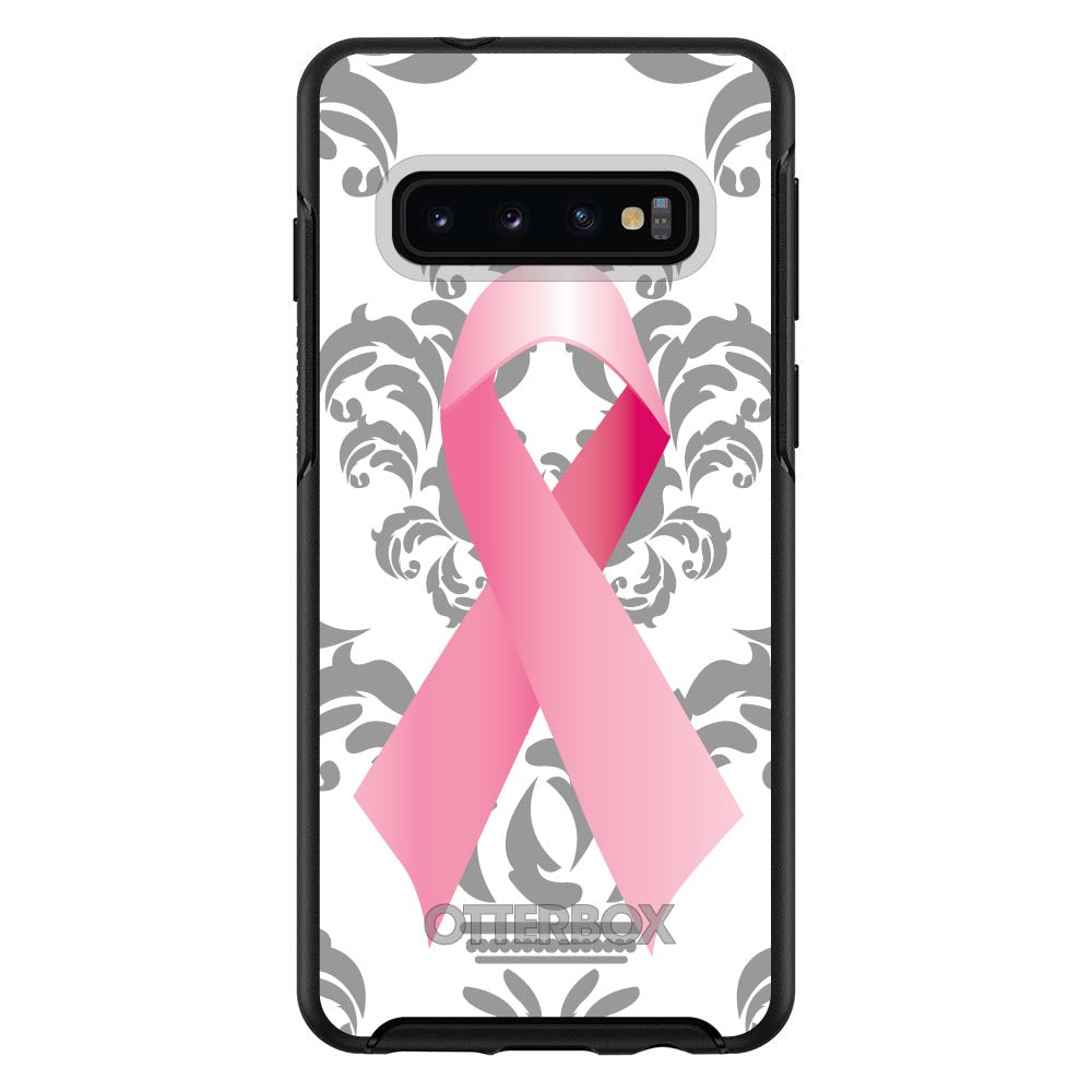 Grey Damask Pink Ribbon OtterBox Symmetry Case for iPhone & Galaxy, view 6