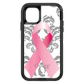 Grey Damask Pink Ribbon OtterBox Defender Case for iPhone & Galaxy, view 2