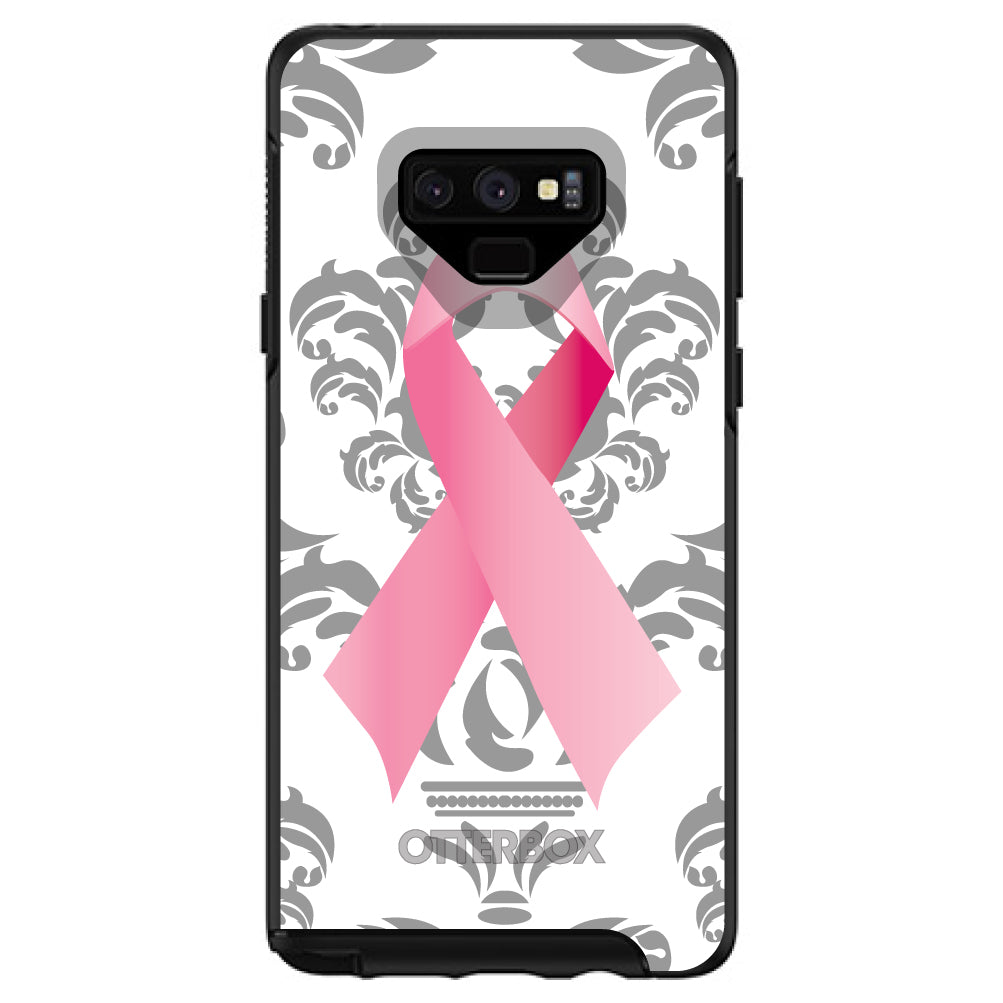 Grey Damask Pink Ribbon OtterBox Symmetry Case for iPhone & Galaxy, view 13