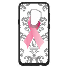 DistinctInk™ OtterBox Symmetry Series Case for Apple iPhone / Samsung Galaxy / Google Pixel - Grey Damask Pink Ribbon