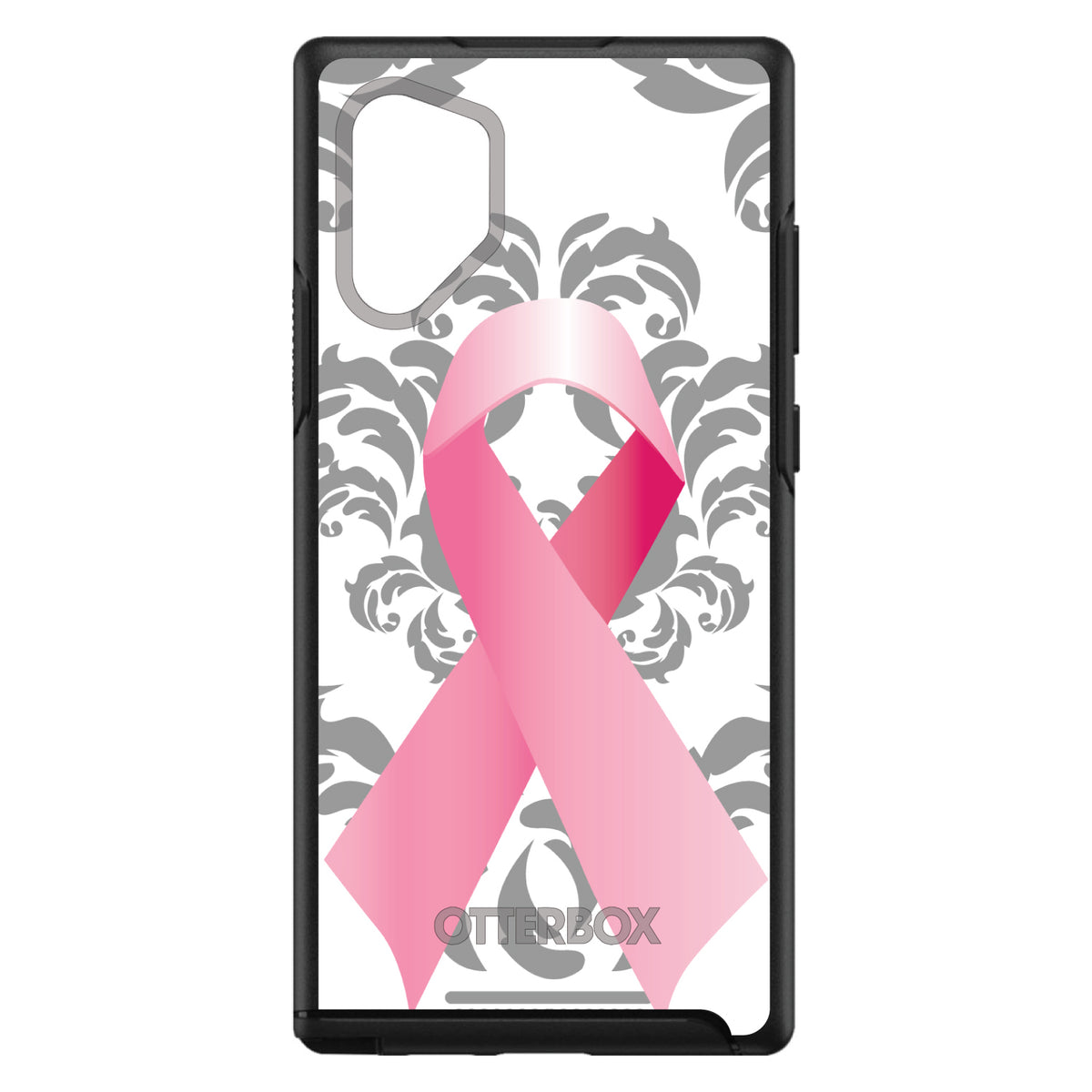 Grey Damask Pink Ribbon OtterBox Symmetry Case for iPhone & Galaxy, view 12