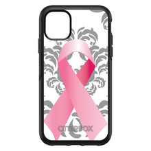 DistinctInk™ OtterBox Symmetry Series Case for Apple iPhone / Samsung Galaxy / Google Pixel - Grey Damask Pink Ribbon