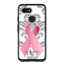 DistinctInk™ OtterBox Symmetry Series Case for Apple iPhone / Samsung Galaxy / Google Pixel - Grey Damask Pink Ribbon