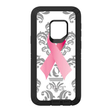 DistinctInk™ OtterBox Defender Series Case for Apple iPhone / Samsung Galaxy / Google Pixel - Grey Damask Pink Ribbon