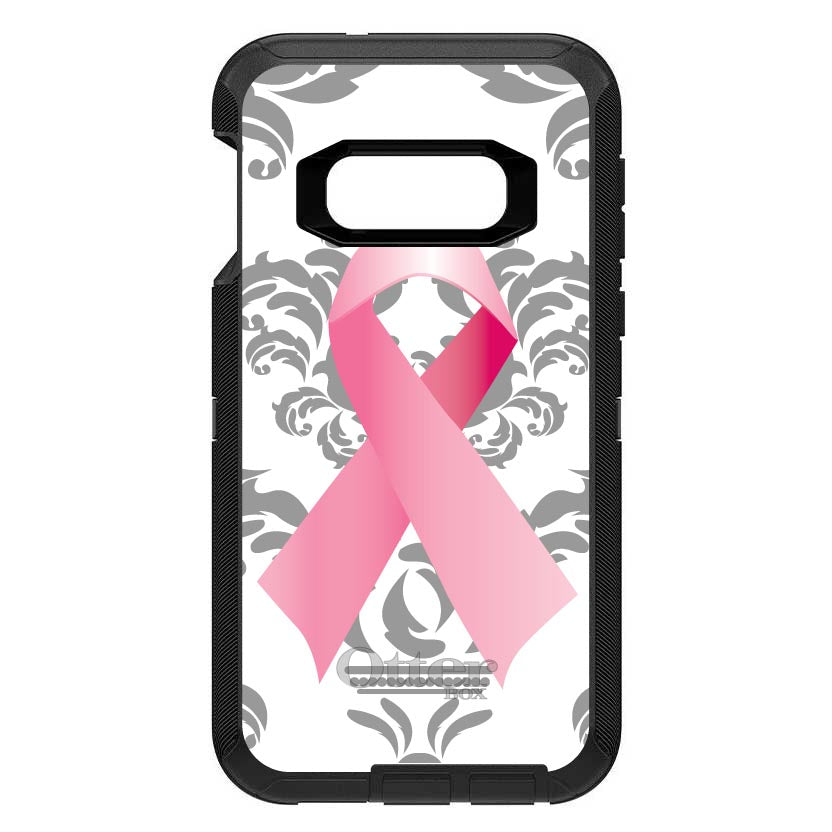 Grey Damask Pink Ribbon OtterBox Defender Case for iPhone & Galaxy, view 10