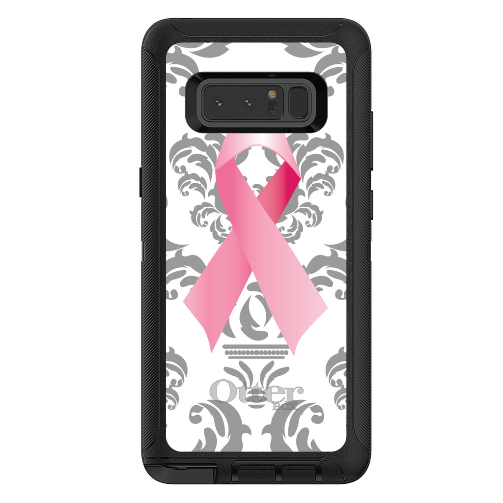 Grey Damask Pink Ribbon OtterBox Defender Case for iPhone & Galaxy, view 17