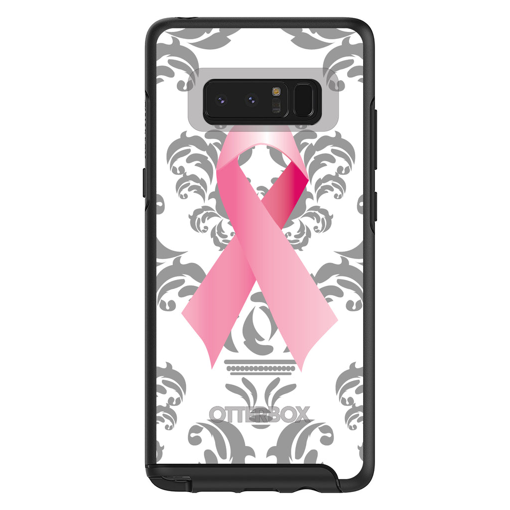 Grey Damask Pink Ribbon OtterBox Symmetry Case for iPhone & Galaxy, view 14