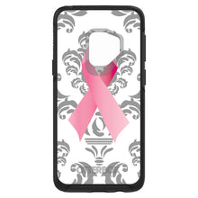 DistinctInk™ OtterBox Symmetry Series Case for Apple iPhone / Samsung Galaxy / Google Pixel - Grey Damask Pink Ribbon