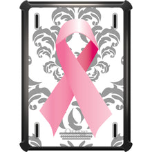 DistinctInk™ OtterBox Defender Series Case for Apple iPad / iPad Pro / iPad Air / iPad Mini - Grey Damask Pink Ribbon