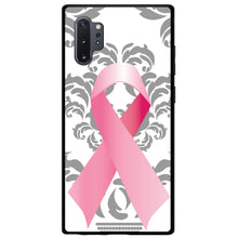 DistinctInk® Hard Plastic Snap-On Case for Apple iPhone or Samsung Galaxy - Grey Damask Pink Ribbon