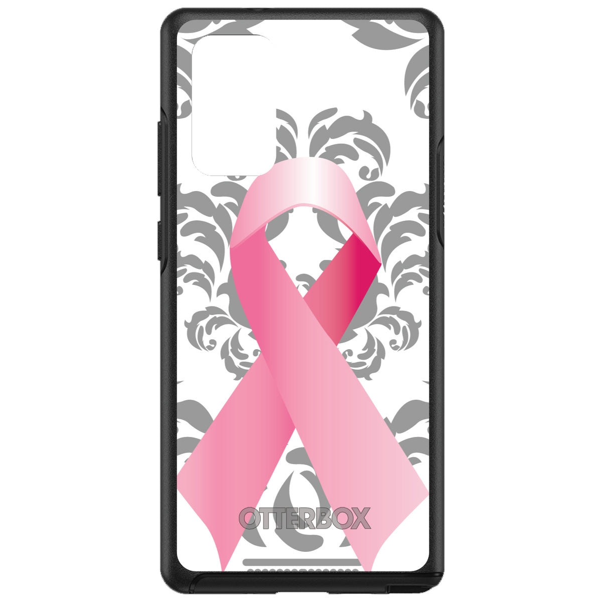 Grey Damask Pink Ribbon OtterBox Symmetry Case for iPhone & Galaxy, view 10