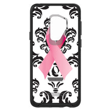DistinctInk™ OtterBox Symmetry Series Case for Apple iPhone / Samsung Galaxy / Google Pixel - Black Damask Pink Ribbon