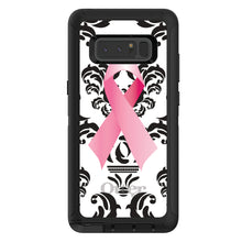 DistinctInk™ OtterBox Defender Series Case for Apple iPhone / Samsung Galaxy / Google Pixel - Black Damask Pink Ribbon