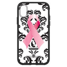 DistinctInk™ OtterBox Symmetry Series Case for Apple iPhone / Samsung Galaxy / Google Pixel - Black Damask Pink Ribbon