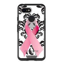 DistinctInk™ OtterBox Symmetry Series Case for Apple iPhone / Samsung Galaxy / Google Pixel - Black Damask Pink Ribbon
