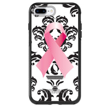 DistinctInk™ OtterBox Symmetry Series Case for Apple iPhone / Samsung Galaxy / Google Pixel - Black Damask Pink Ribbon