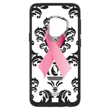 DistinctInk™ OtterBox Symmetry Series Case for Apple iPhone / Samsung Galaxy / Google Pixel - Black Damask Pink Ribbon