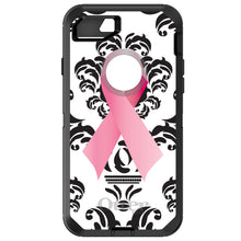 DistinctInk™ OtterBox Defender Series Case for Apple iPhone / Samsung Galaxy / Google Pixel - Black Damask Pink Ribbon