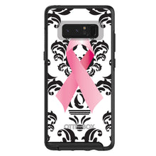 DistinctInk™ OtterBox Symmetry Series Case for Apple iPhone / Samsung Galaxy / Google Pixel - Black Damask Pink Ribbon