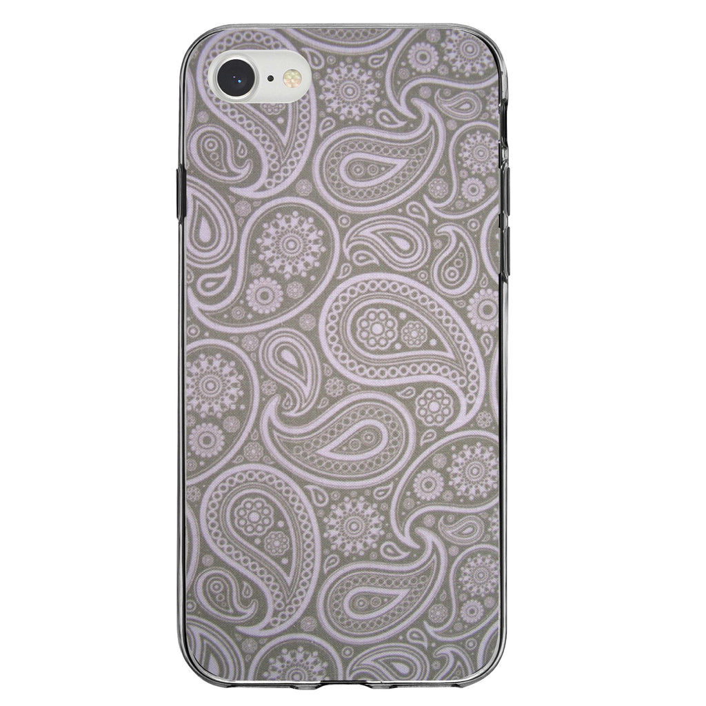 Grey Black Paisley Clear Shockproof iPhone Case, view 5