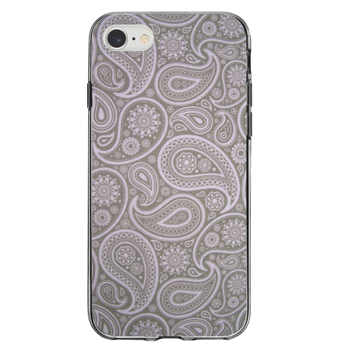 Grey Black Paisley Clear Shockproof iPhone Case, view 5
