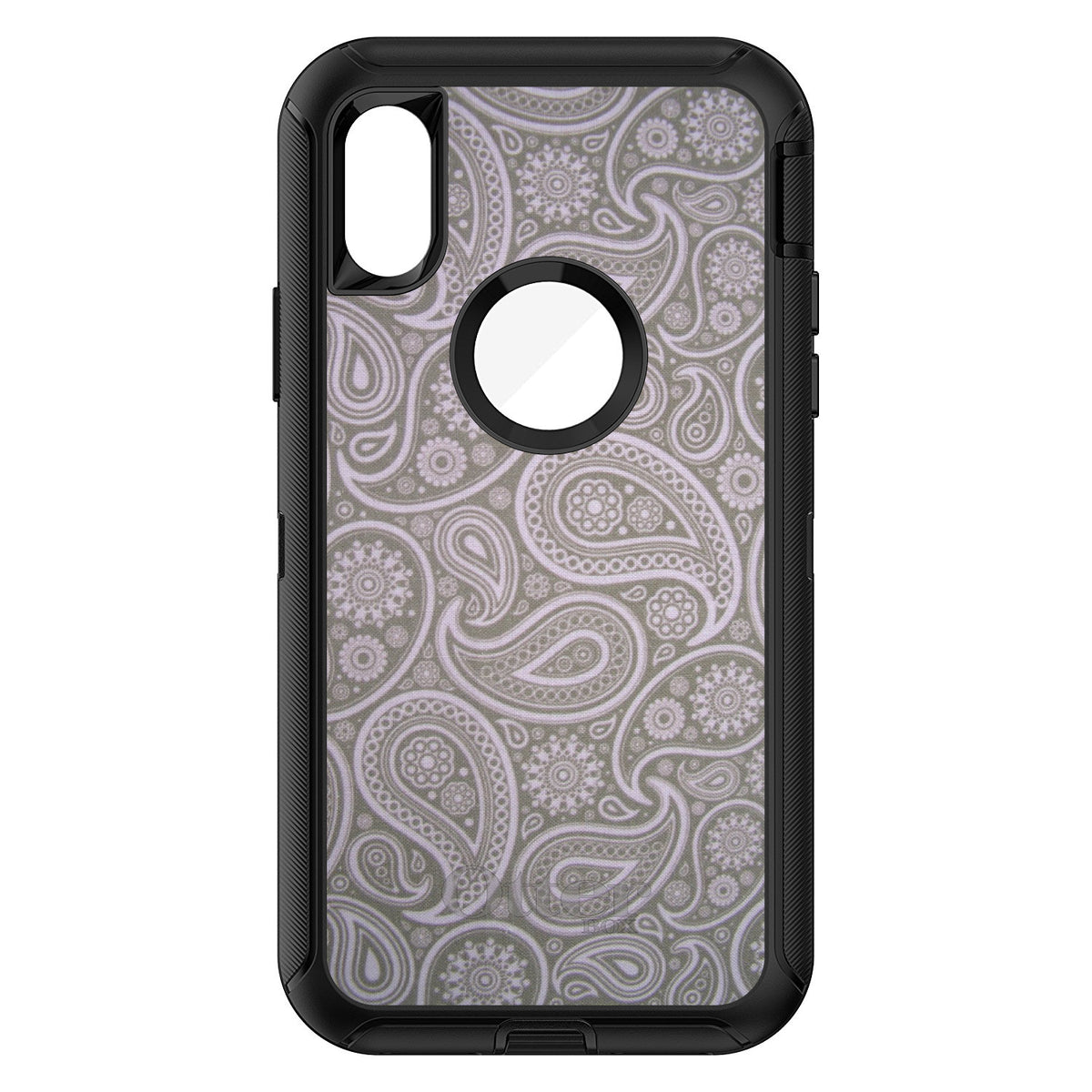 Grey Black Paisley OtterBox Defender Case for iPhone & Galaxy, view 3
