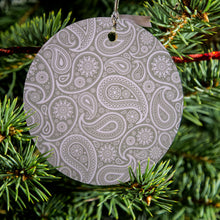 Grey Black Paisley Ceramic Ornament