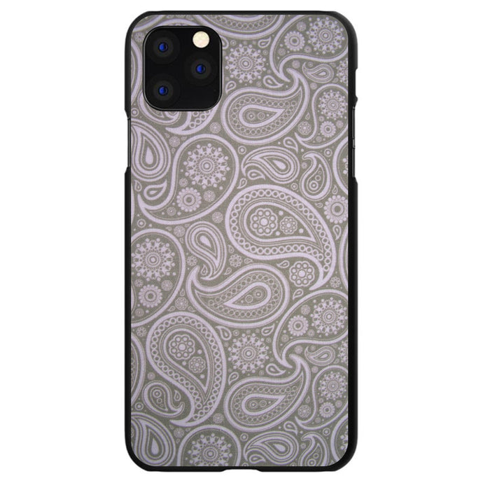 DistinctInk® Hard Plastic Snap-On Case for Apple iPhone or Samsung Galaxy - Grey Black Paisley