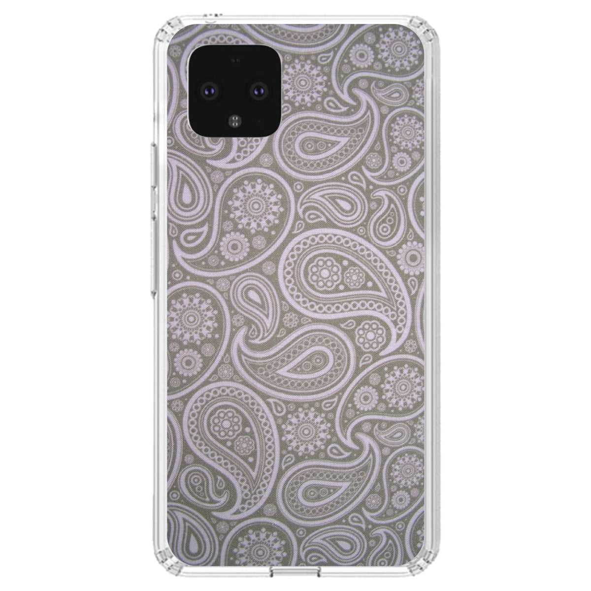 Grey Black Paisley Clear Shockproof iPhone Case, view 24