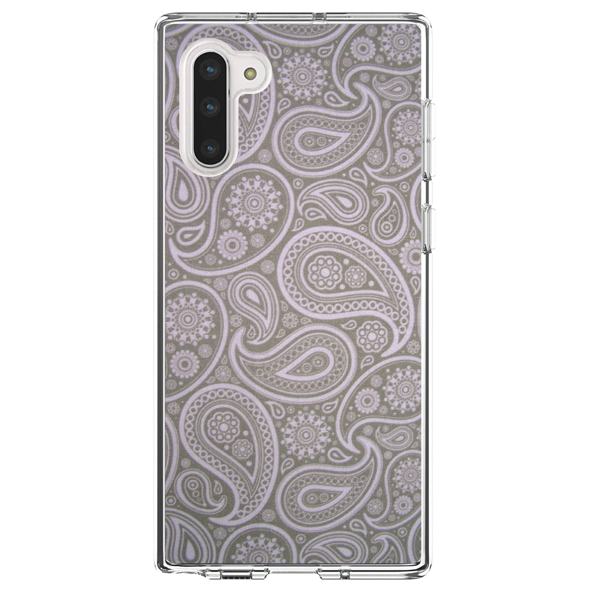 Grey Black Paisley Clear Shockproof iPhone Case, view 9
