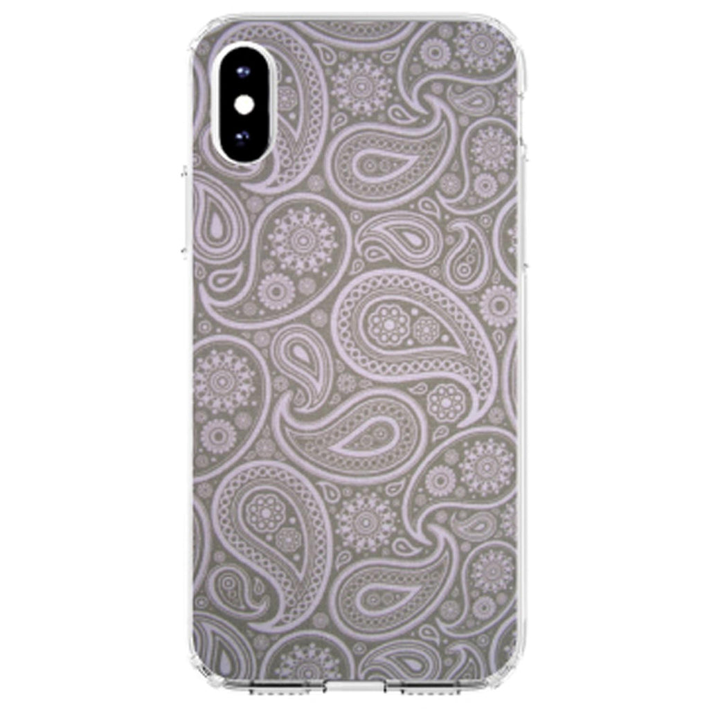 Grey Black Paisley Clear Shockproof iPhone Case, view 4