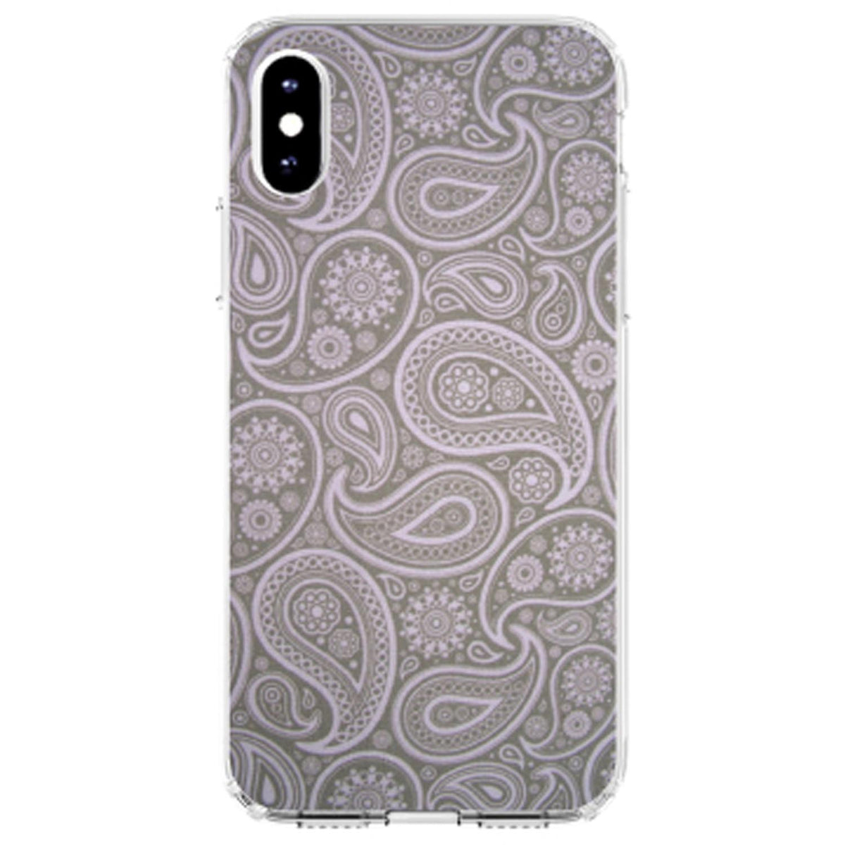Grey Black Paisley Clear Shockproof iPhone Case, view 4