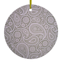 Grey Black Paisley Ceramic Ornament