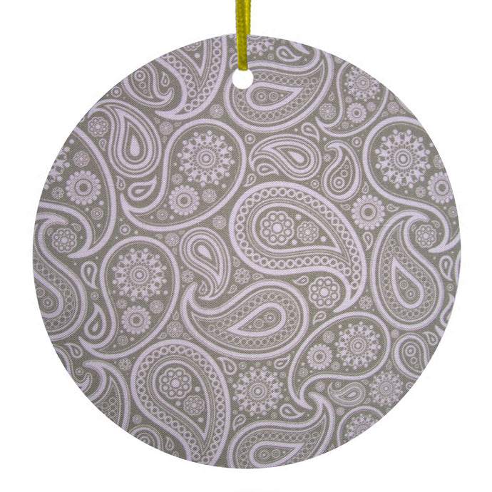 Grey Black Paisley Ceramic Ornament