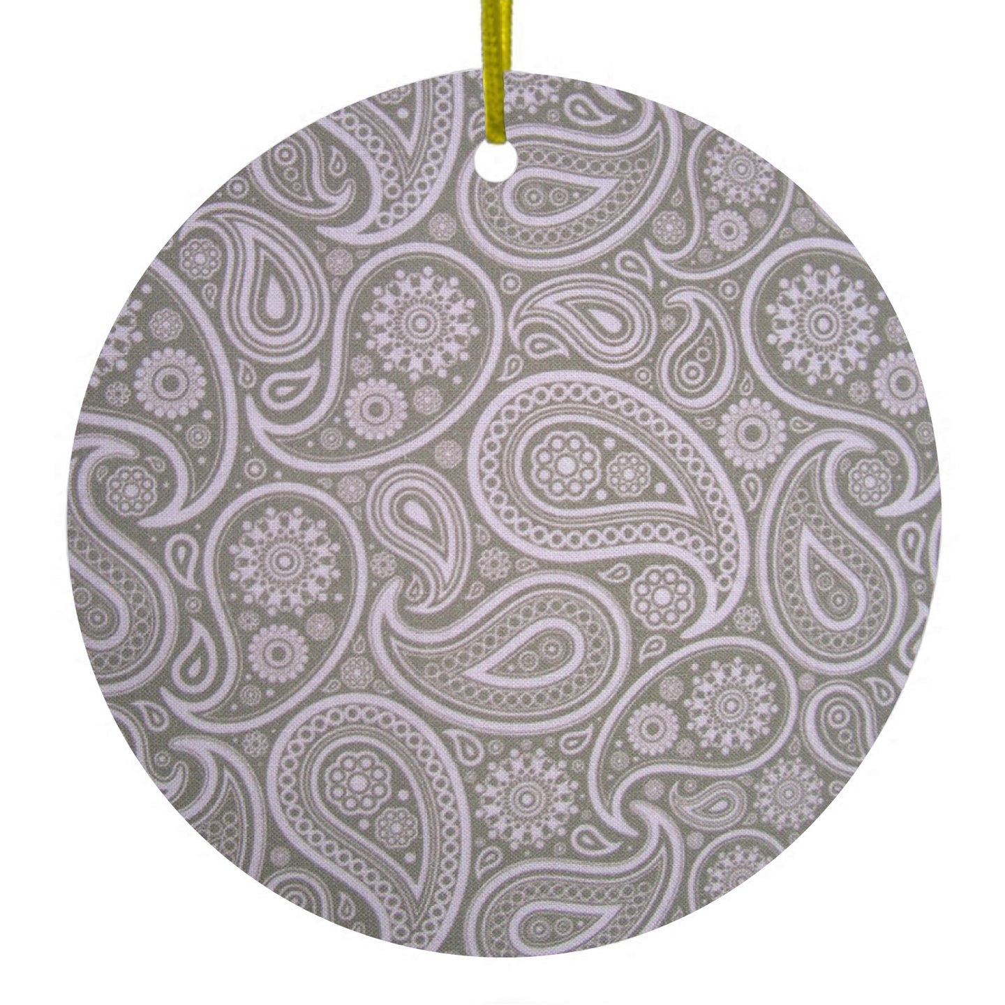 Grey Black Paisley Ceramic Ornament