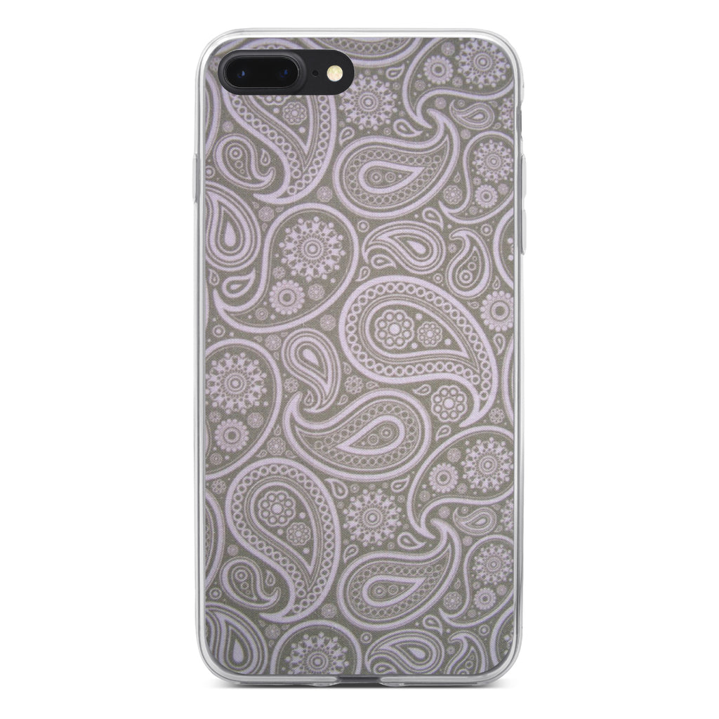 Grey Black Paisley Clear Shockproof iPhone Case, view 6