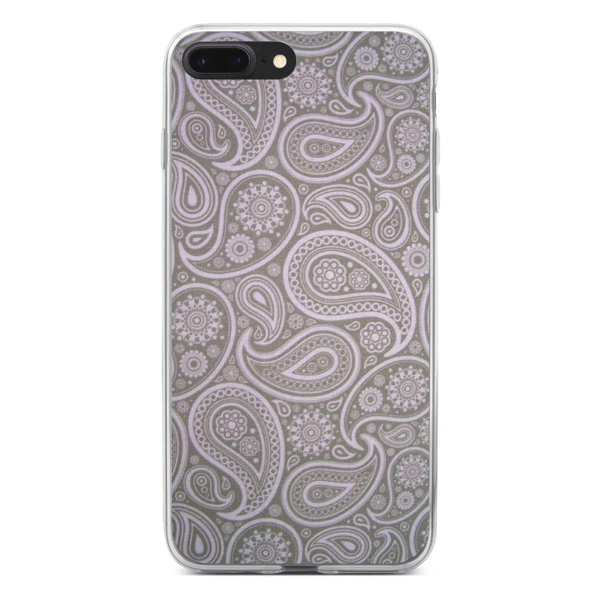 Grey Black Paisley Clear Shockproof iPhone Case, view 6
